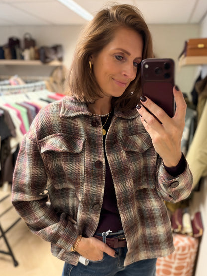 Vest Wende Ruit Bordeaux Grijs