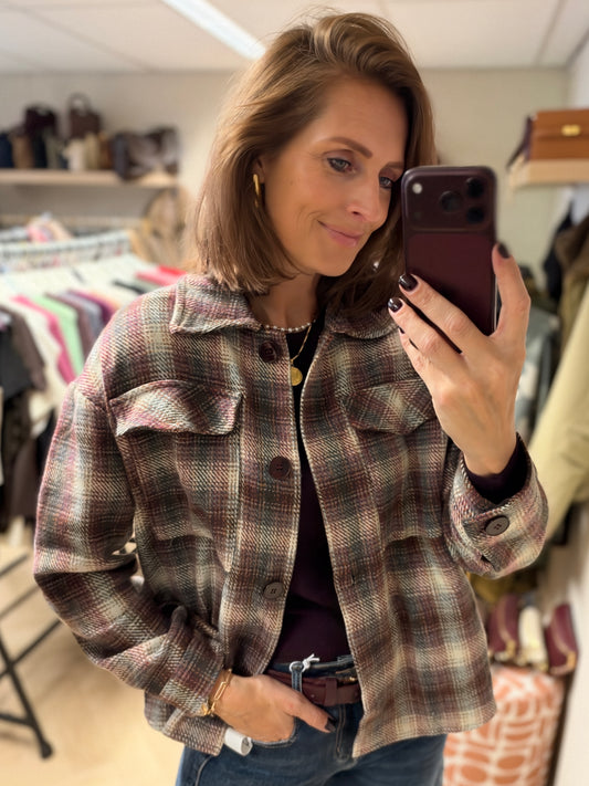 Vest Wende Ruit Bordeaux Grijs