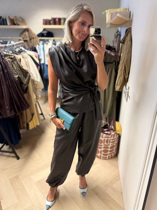 Top Macy PU Leer Bruin