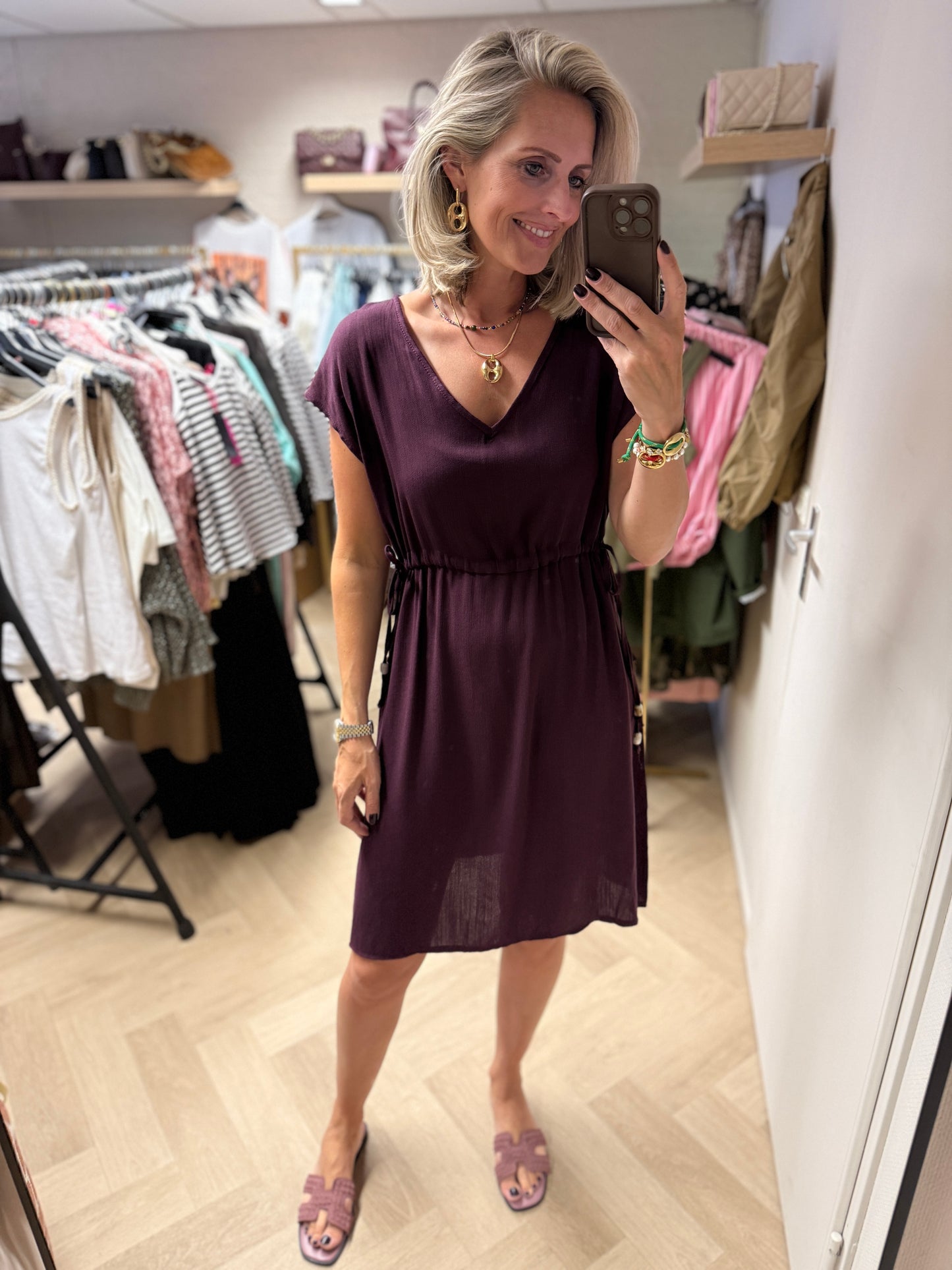 Jurk Britt V-hals Plum