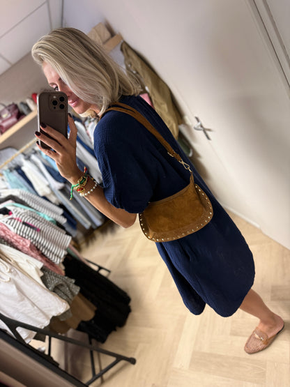 Jurk Mousseline V-hals Navy