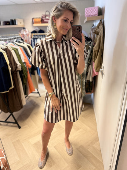 Jurk Dani Streep Choco Ecru