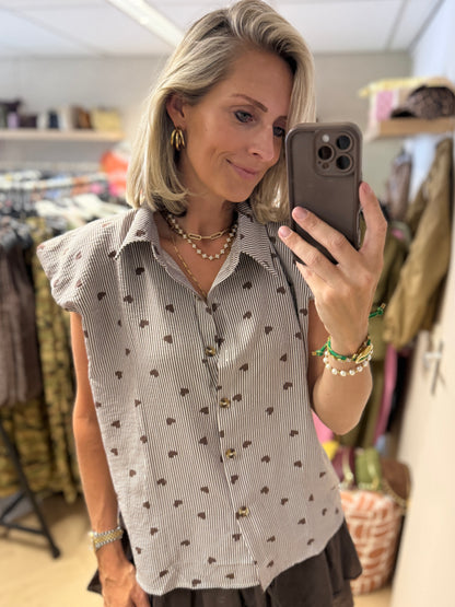 Blouse Jill Streep Hartjes Bruin