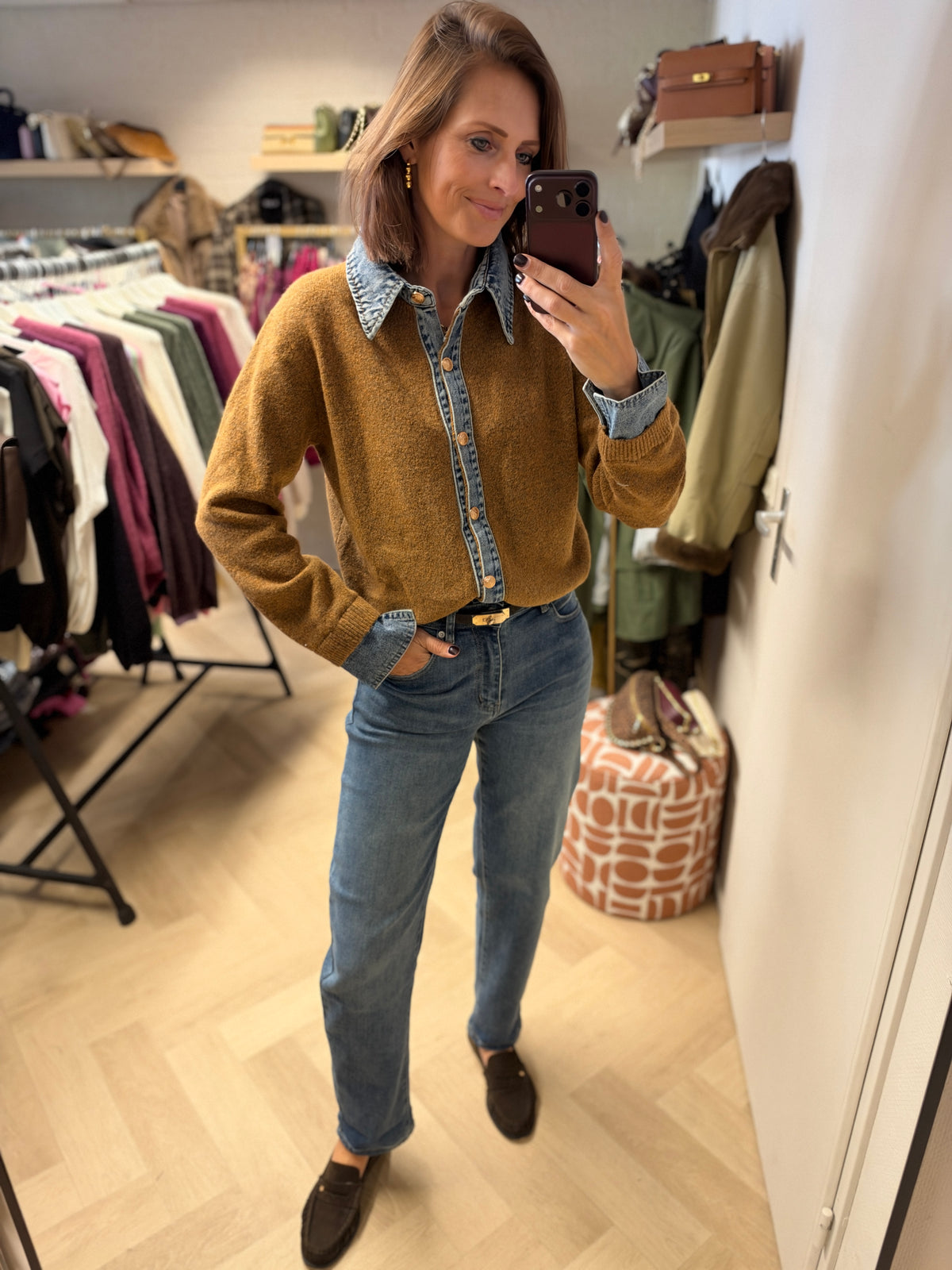 Vest Jenna Knit Denim Camel