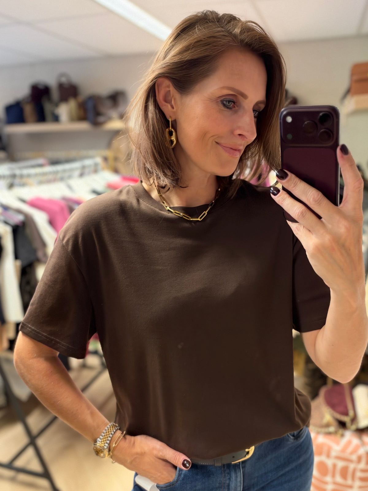 Shirt Kylie Basic Bruin