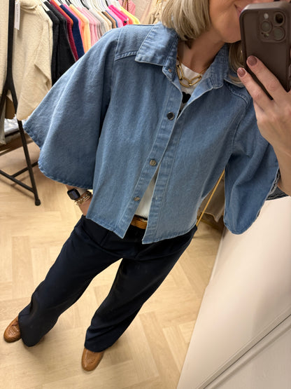 Blouse Denim Flared Mouw