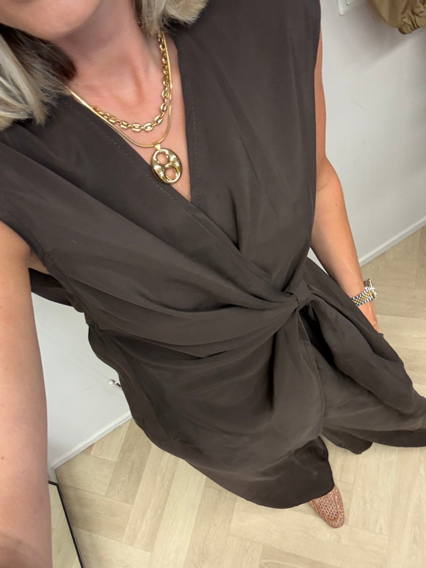 Co Ord Set Mia Overslag Donkerbruin