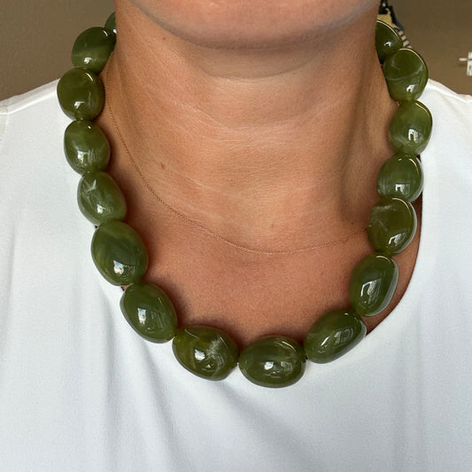 Ketting Stenen Olijfgroen