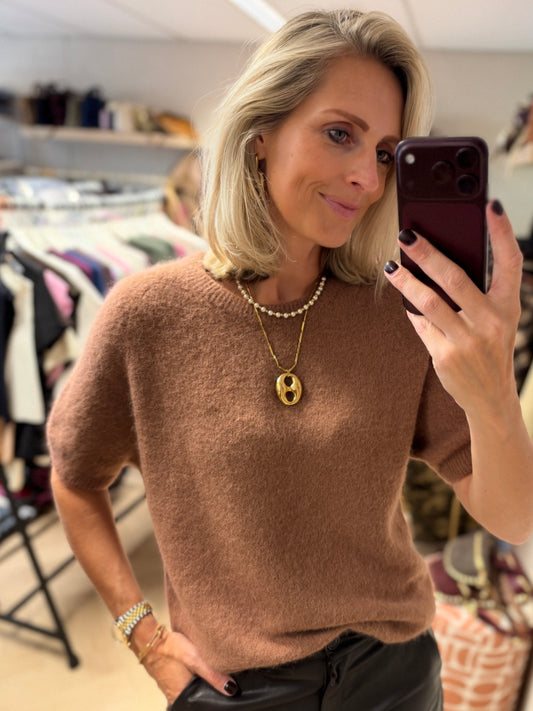 Trui Claudia Korte Mouw Alpaca Camel