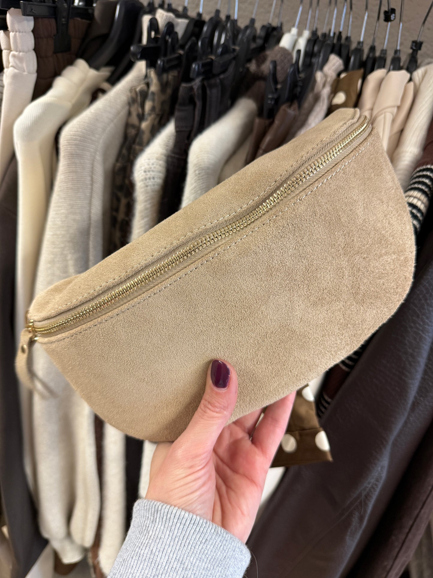 Tas Zoey Big Suède Zand