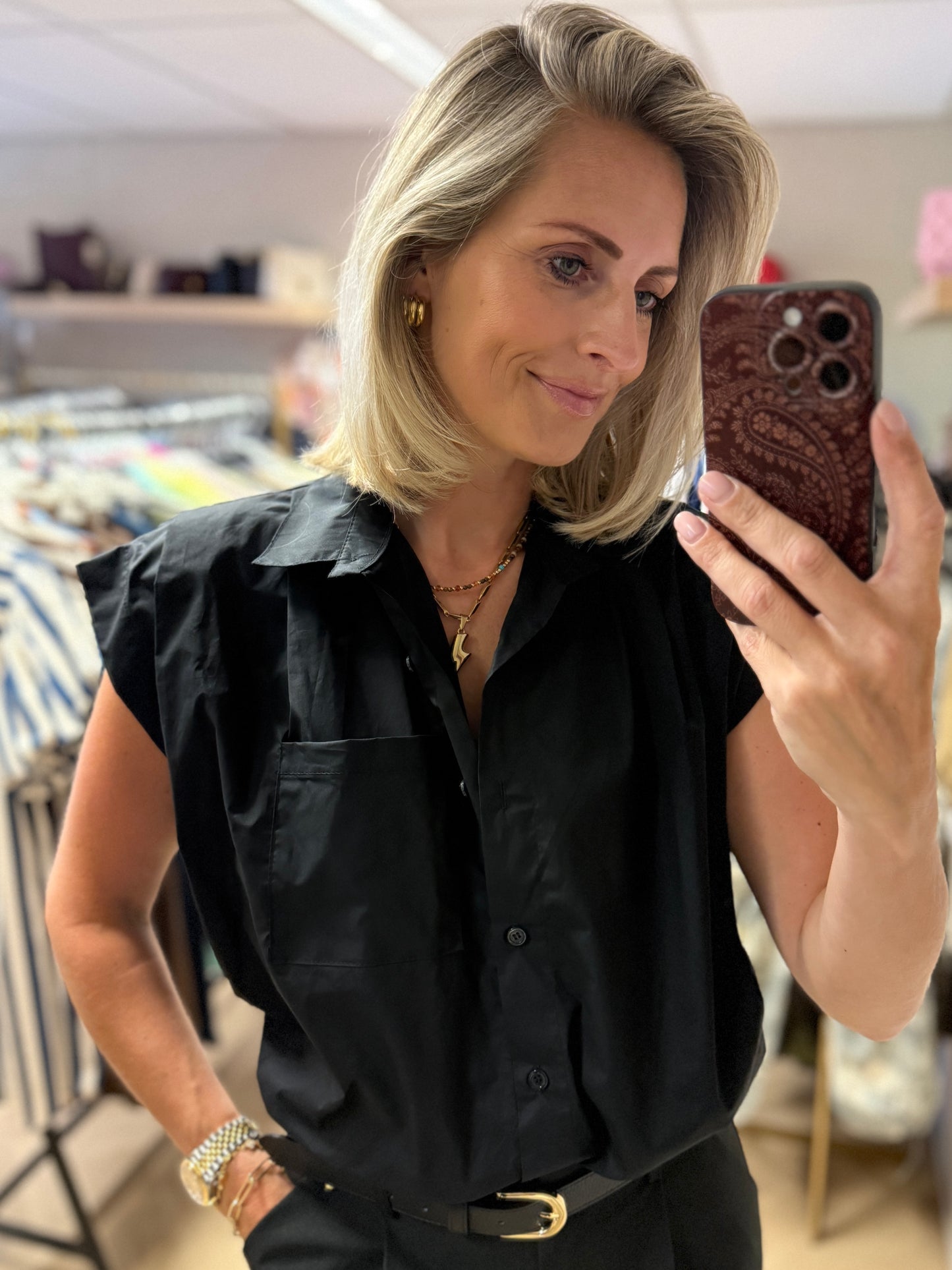 Blouse Evi Pof Elastiek Zwart