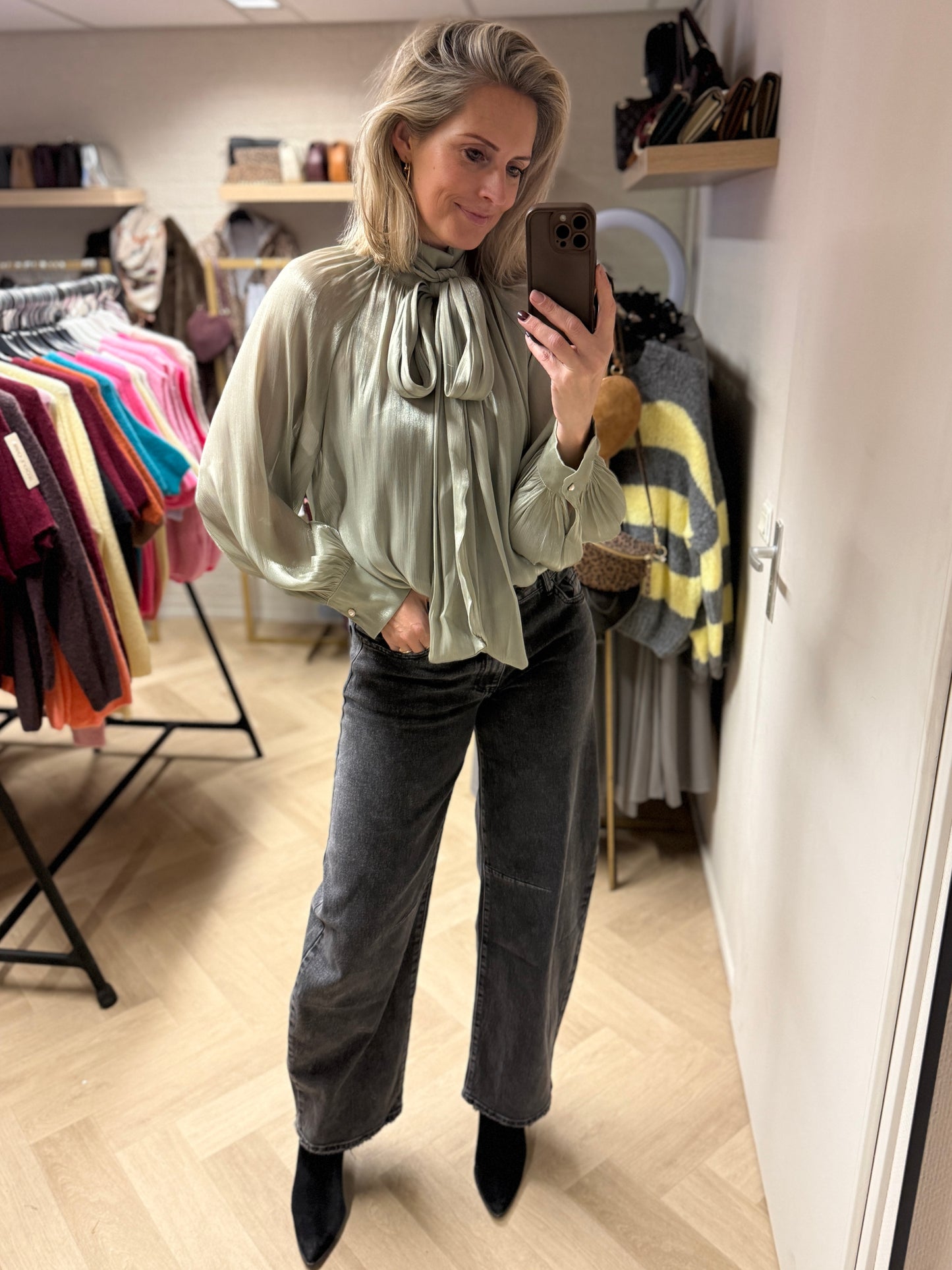 Blouse Florence Glans Saliegroen