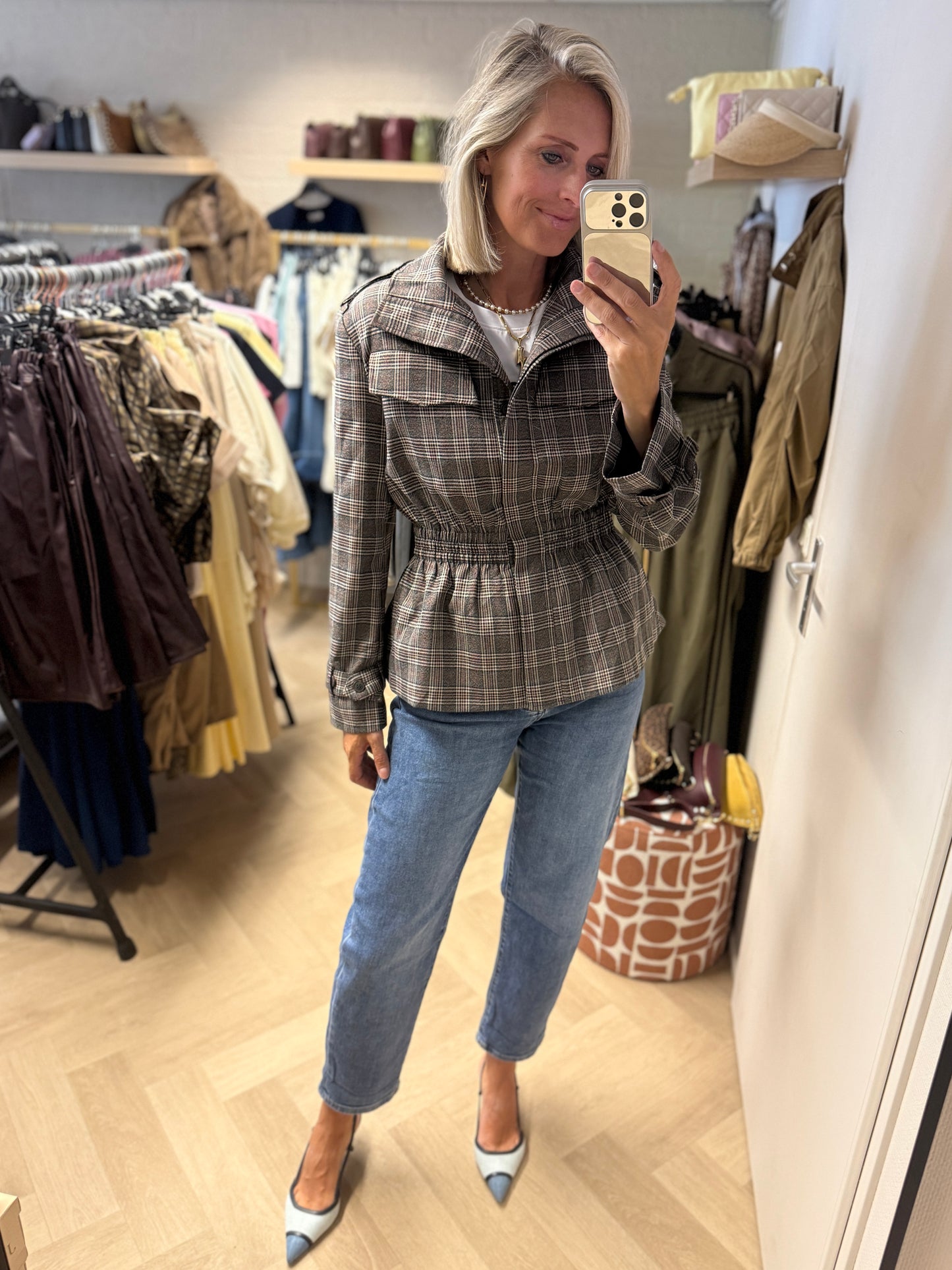 Blazer Jill Ruit Zwart Grijs Bruin