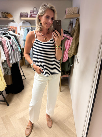 Top Mary Streep Blauw Wit