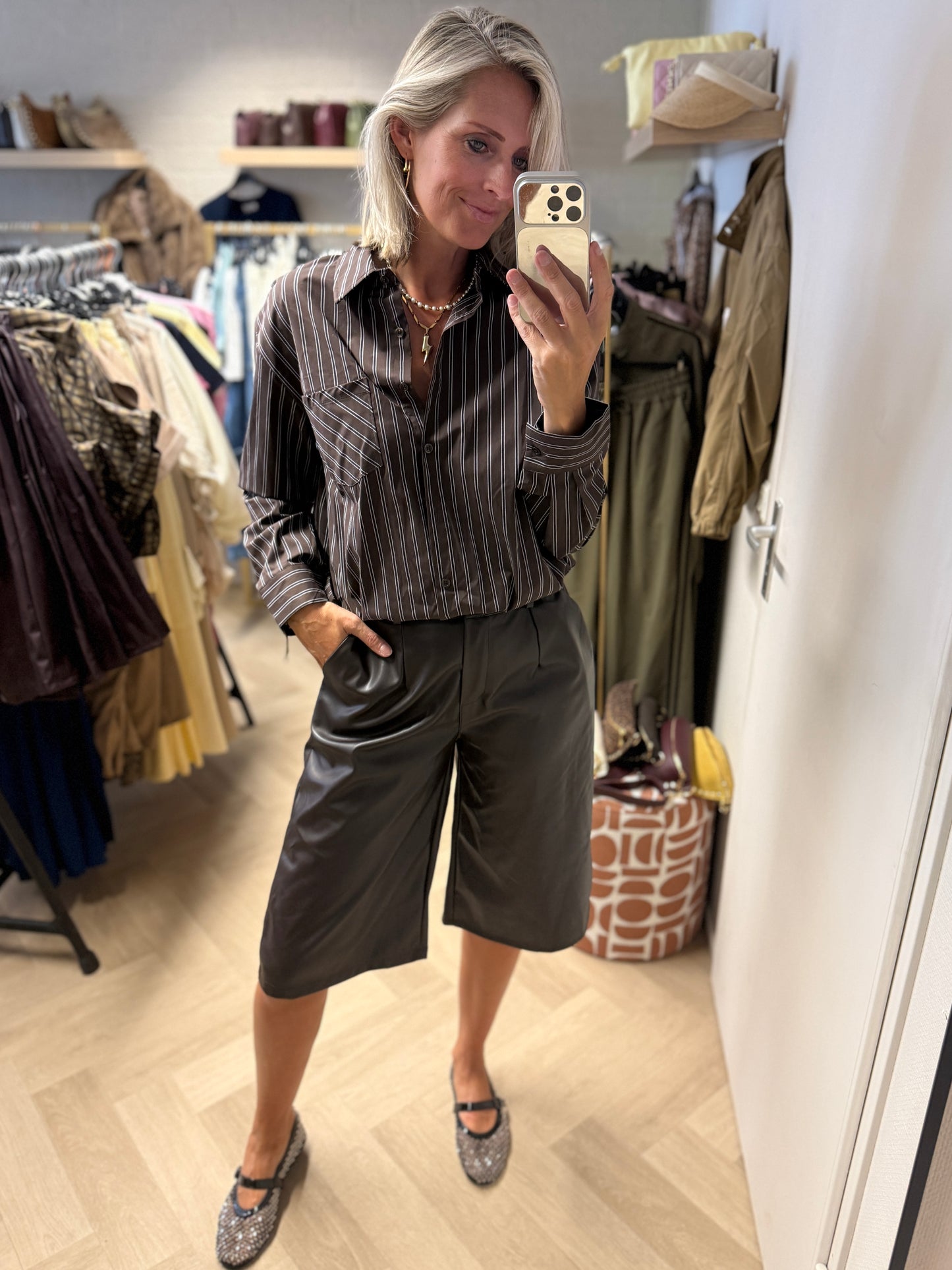 Blouse Eef Streep LM Bruin