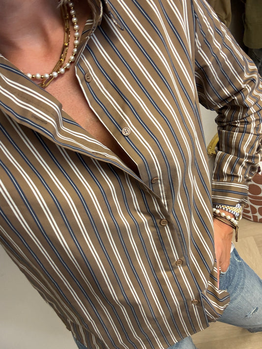 Blouse Jet Streep Bruin Blauw