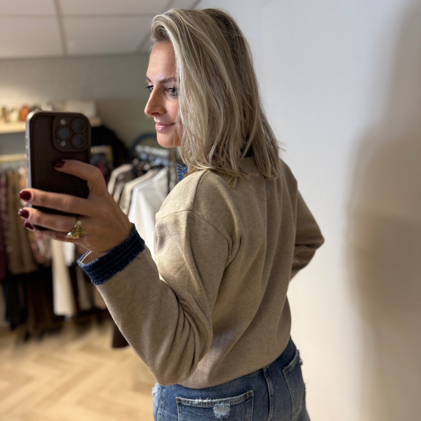 Vest Sandro Denim Knit Taupe