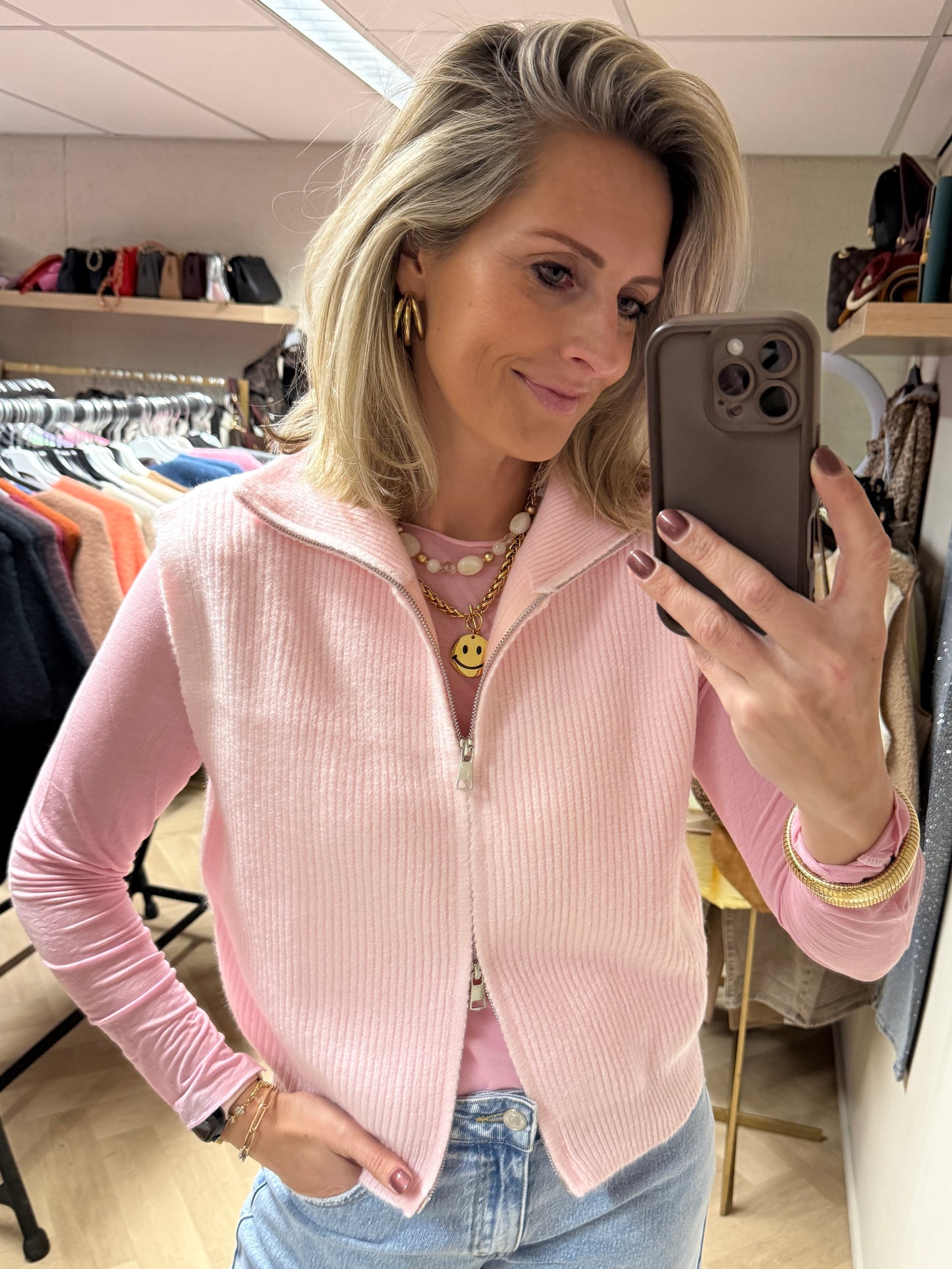 Vest Ellie Rits Zachtroze