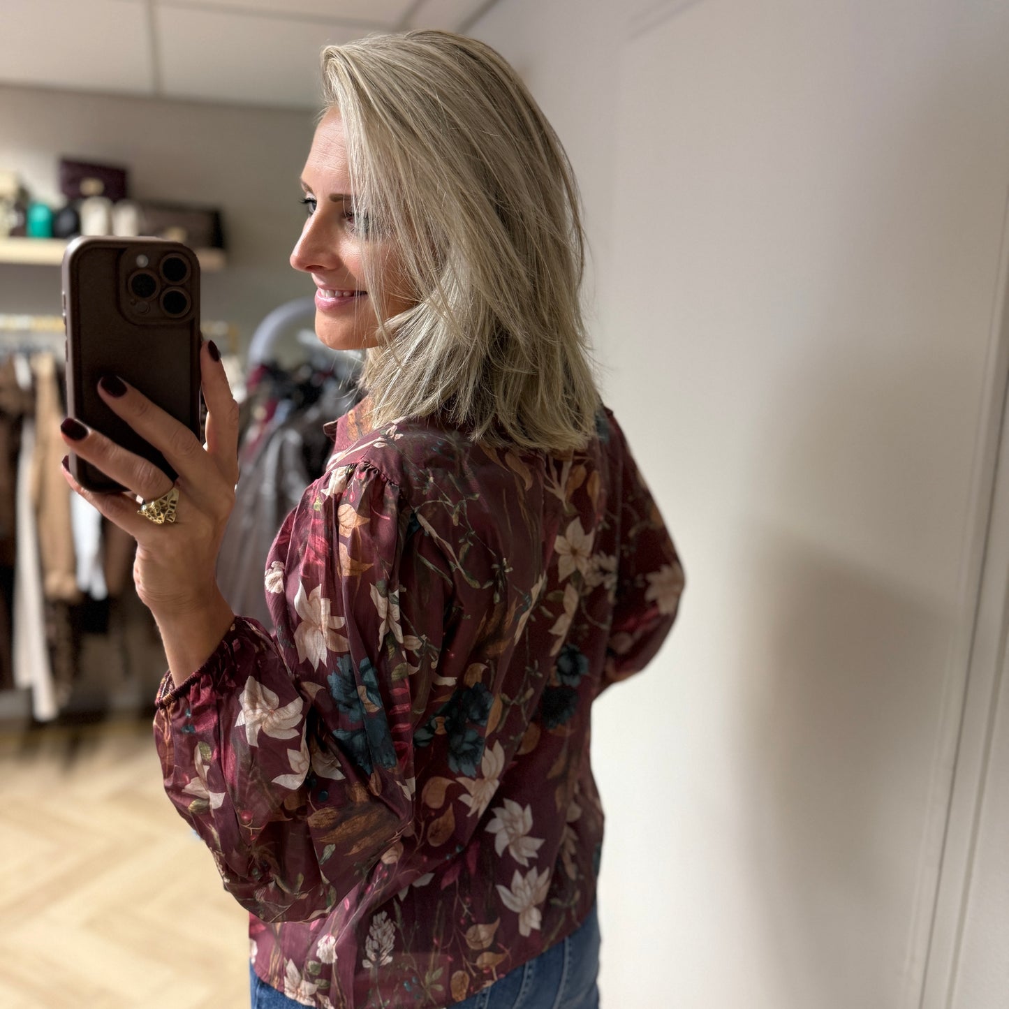 Blouse Georgina Flowers Bordeaux
