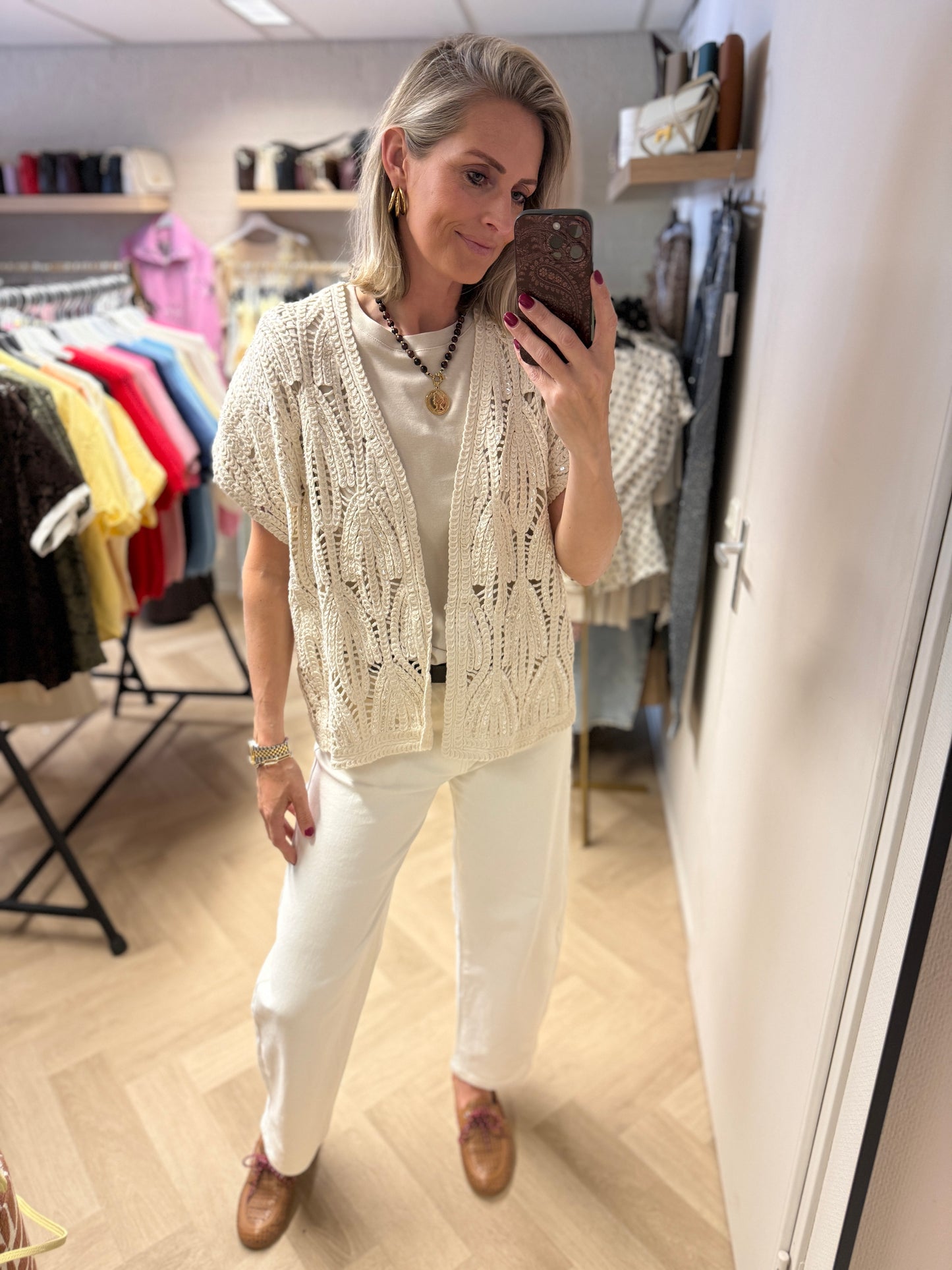 Vest Elize Crochet Beige