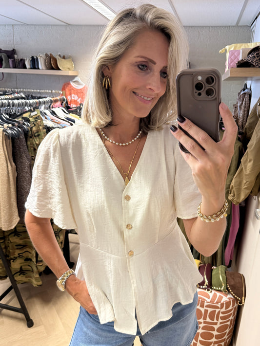 Blouse Brenda Knoopjes Beige