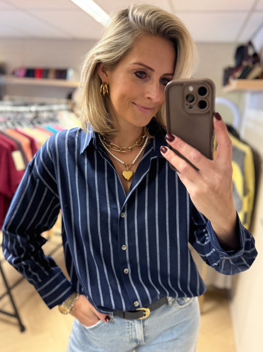 Blouse Fleur Streep Blauw