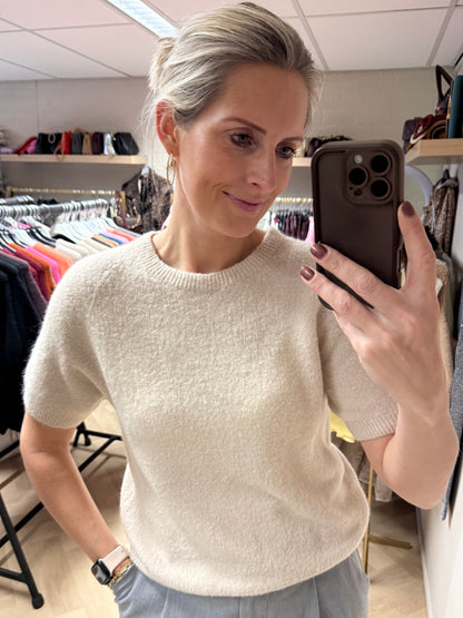 Trui Claudia Alpaca Korte Mouw Beige