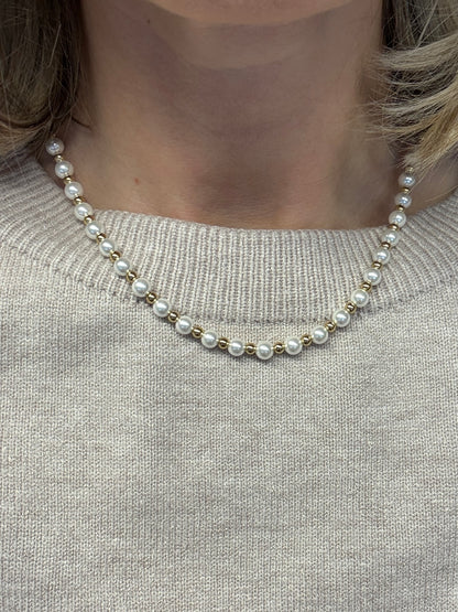 Ketting Kralen Parel Goud