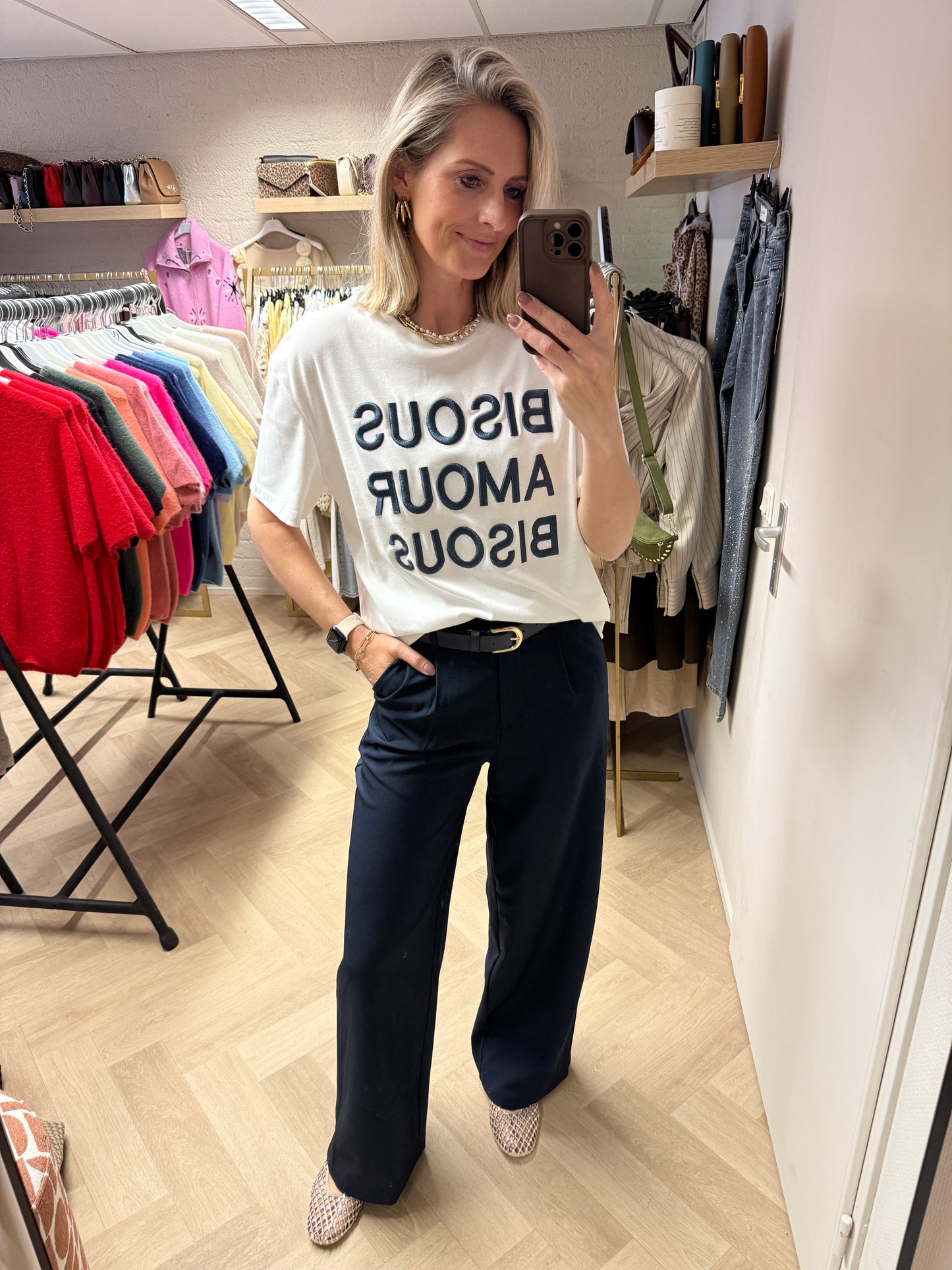 Shirt Bisous Wit Blauw