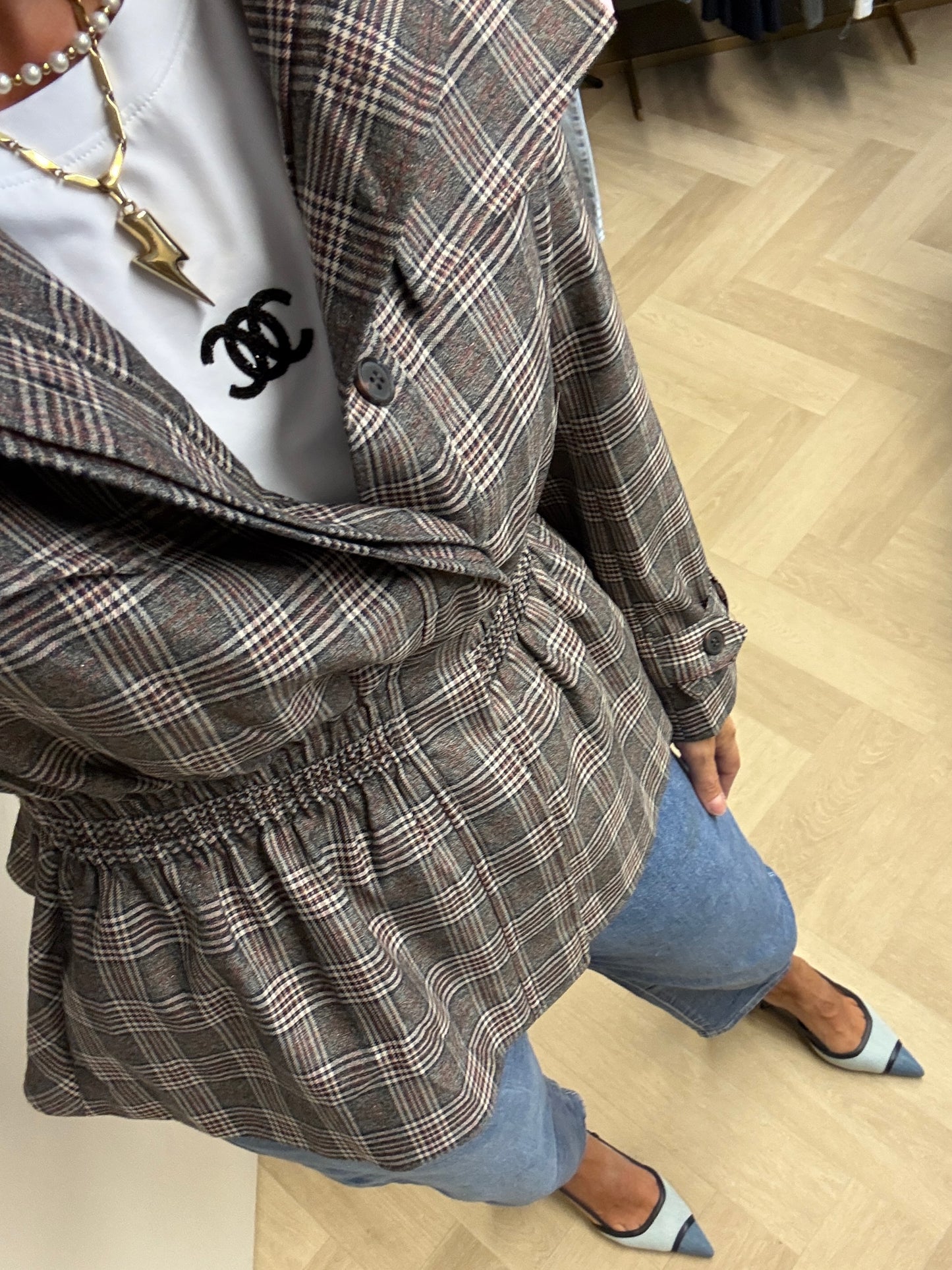Blazer Jill Ruit Zwart Grijs Bruin