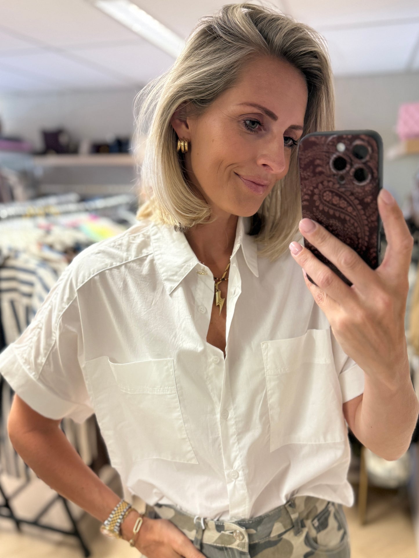 Blouse Els Oversized Cropped Wit