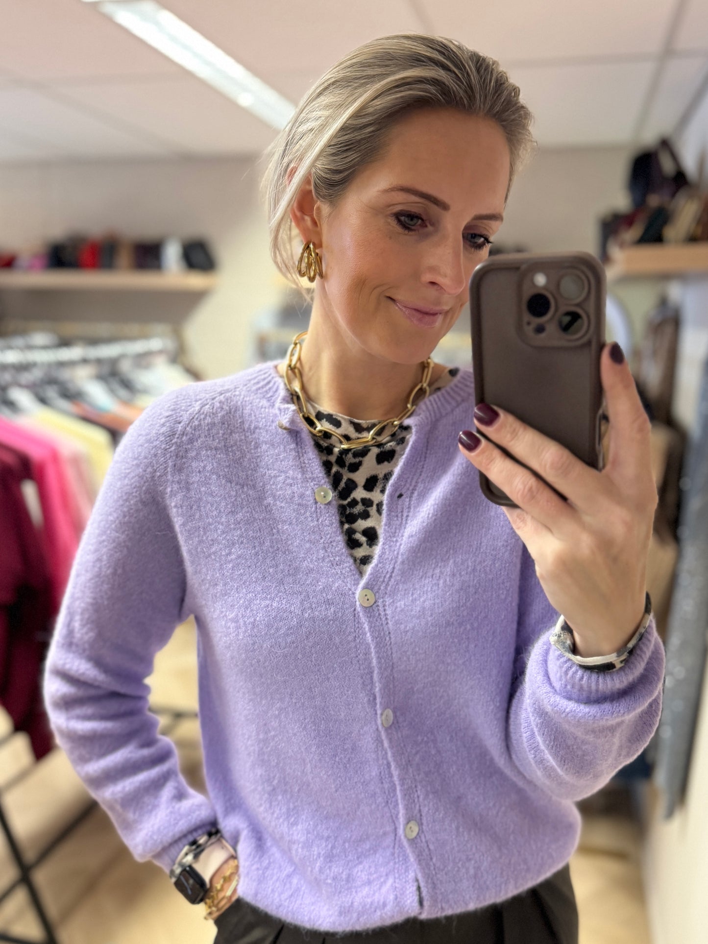 Vest Claudia Lange Mouw Alpaca Lila