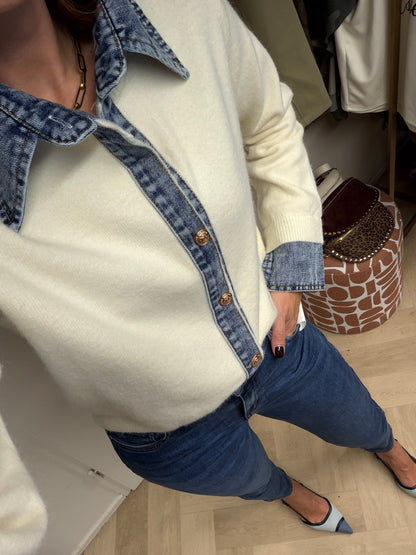 Vest Jenna Knit Denim Ecru