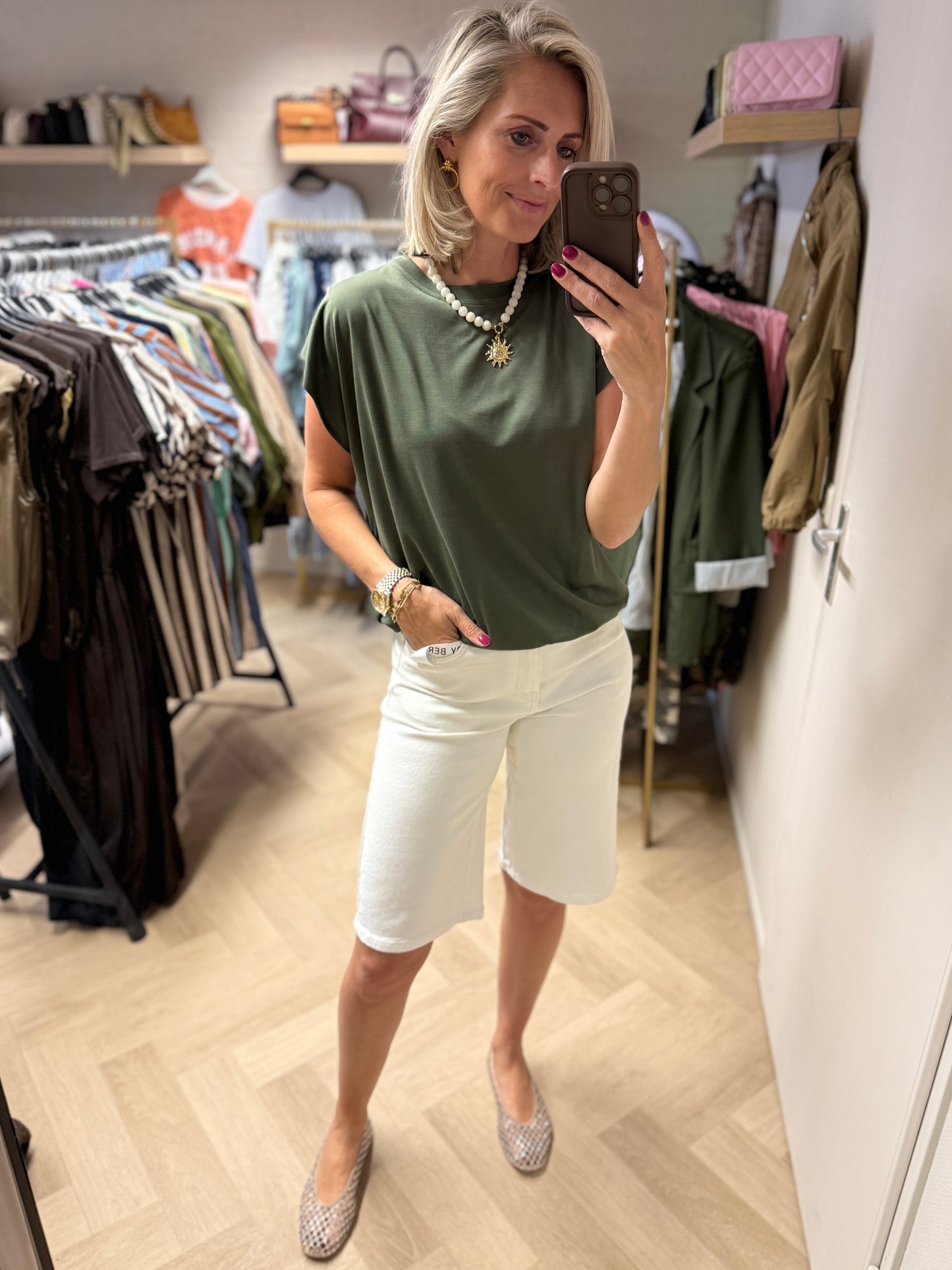 Shirt Joy Elastiek Armygroen