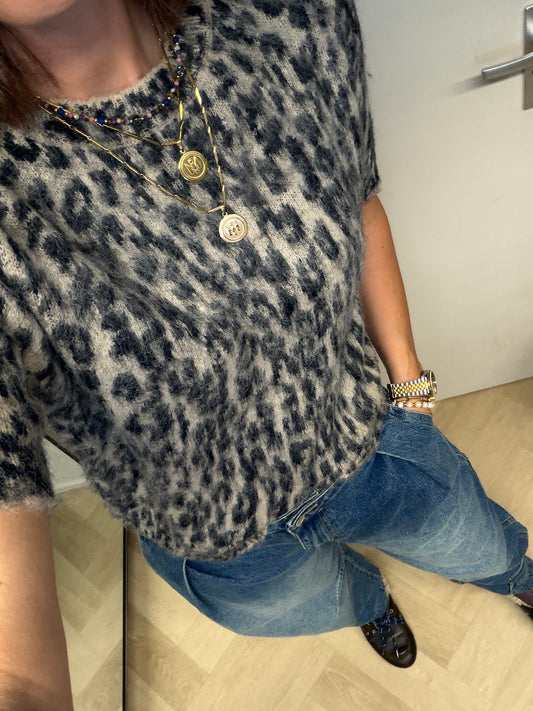 Trui Cindy Leopard Zwart Beige