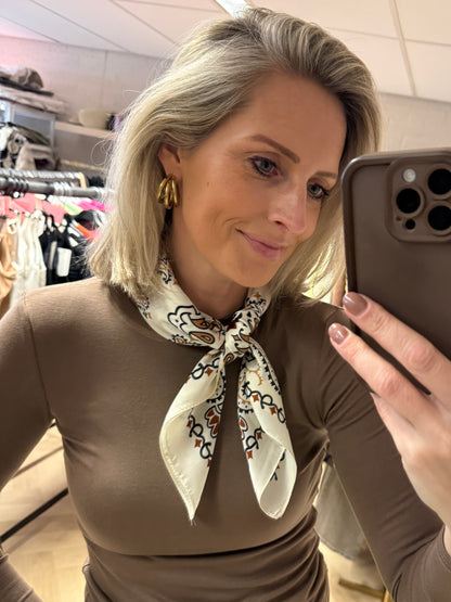 Sjaal Silka Bandana Bruin Wit