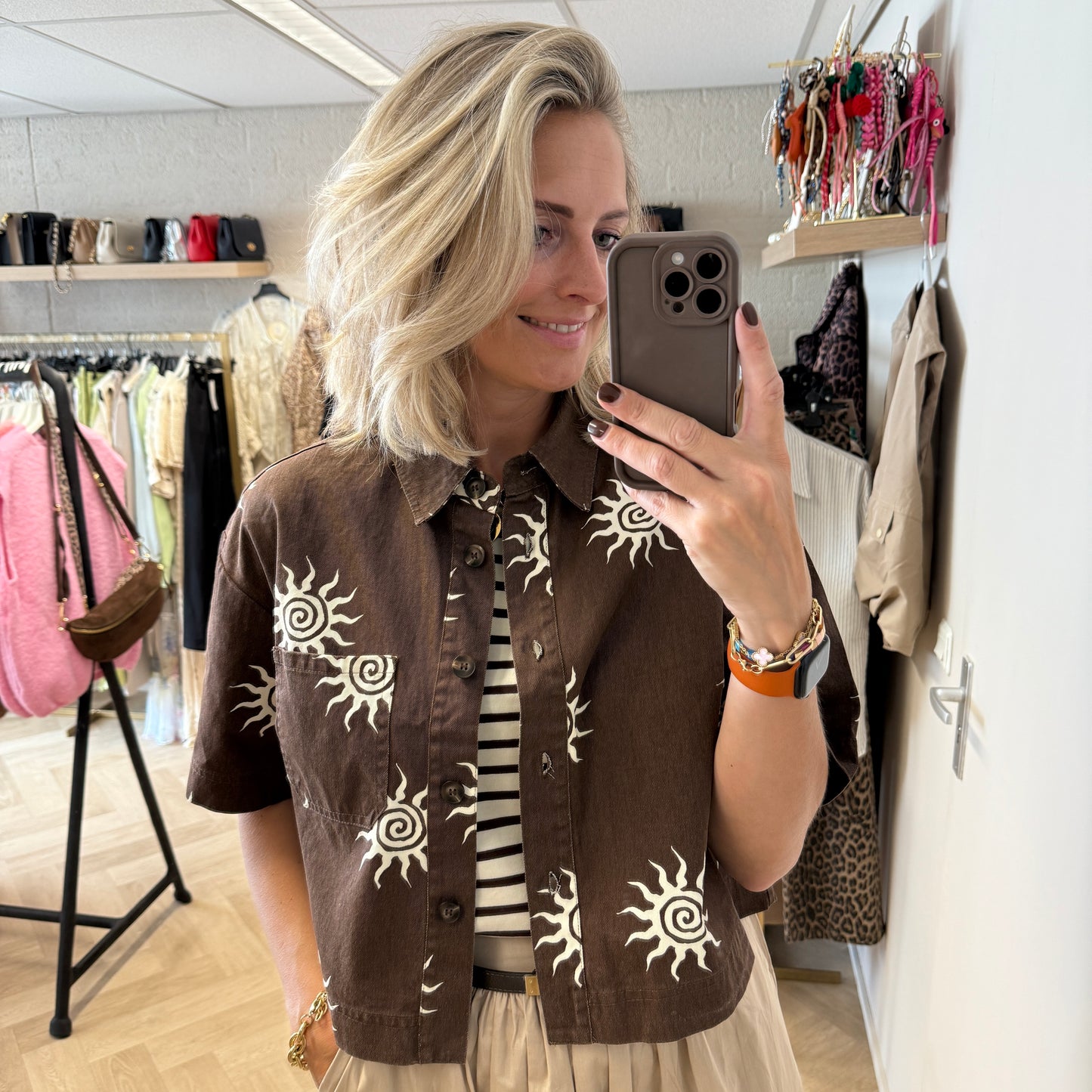 Blouse Kelly Katoen Choco Zonnetjes