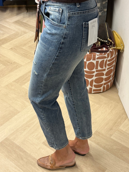Jeans Eva Mom Fit Blue Denim Sjaal