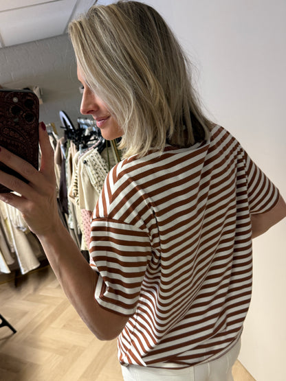 Shirt Saint Tropez Streep Bruin Crème