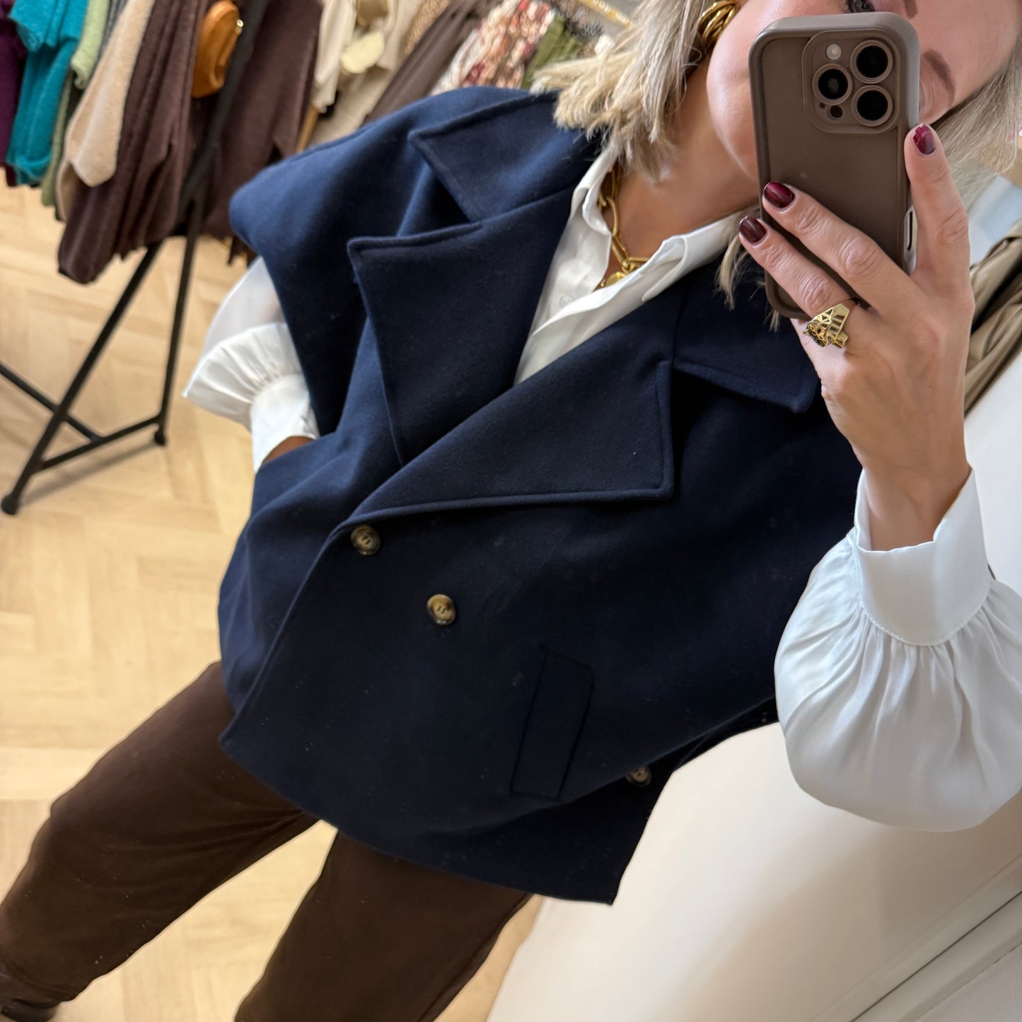 Jas Cape Cisca Trench Donkerblauw