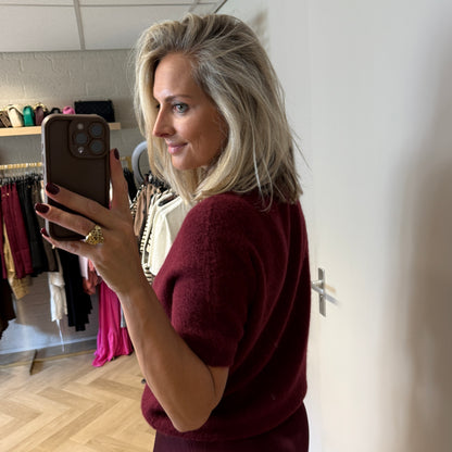 Trui Claudia Alpaca Korte Mouw Burgundy