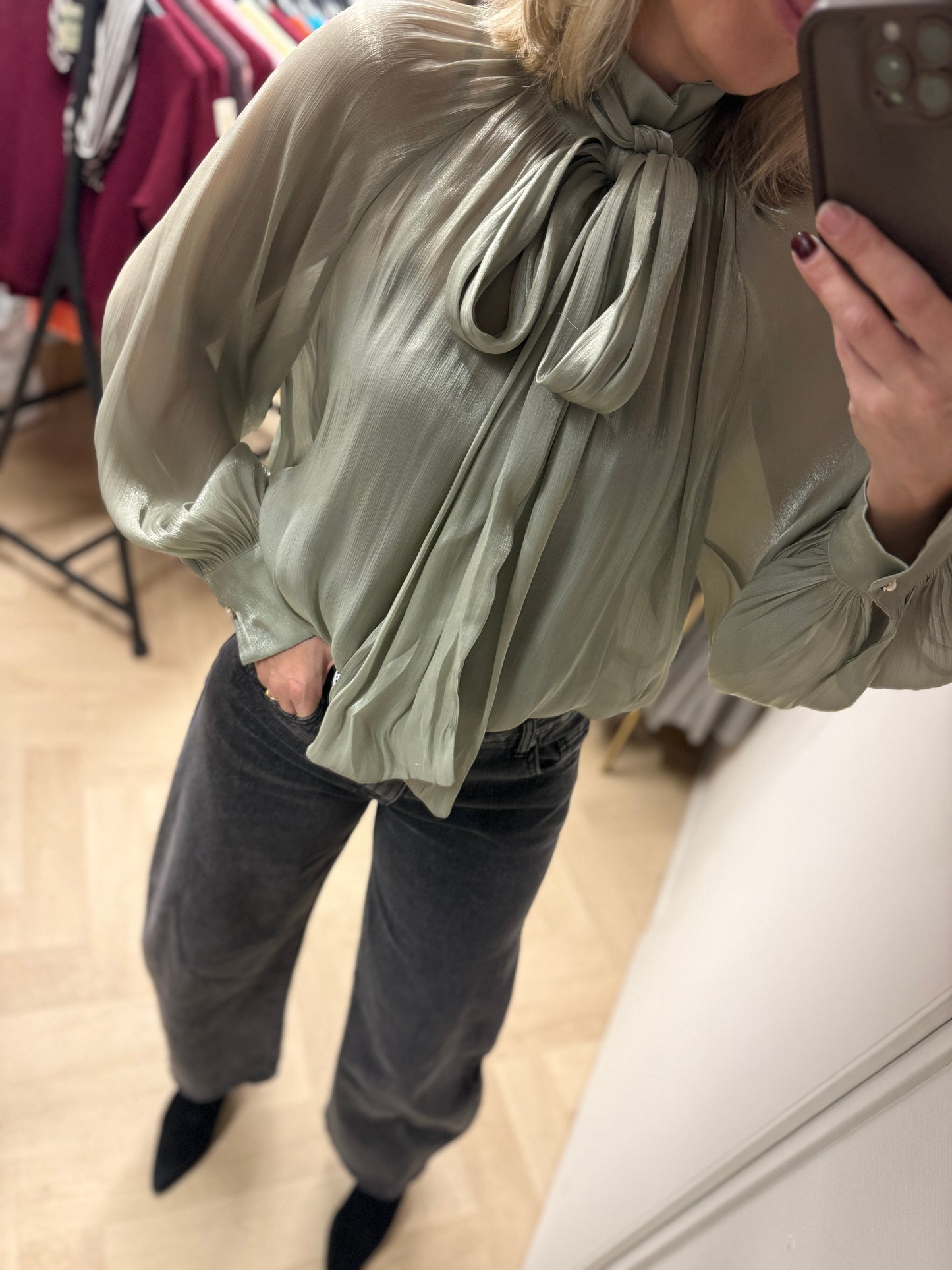 Blouse Florence Glans Saliegroen
