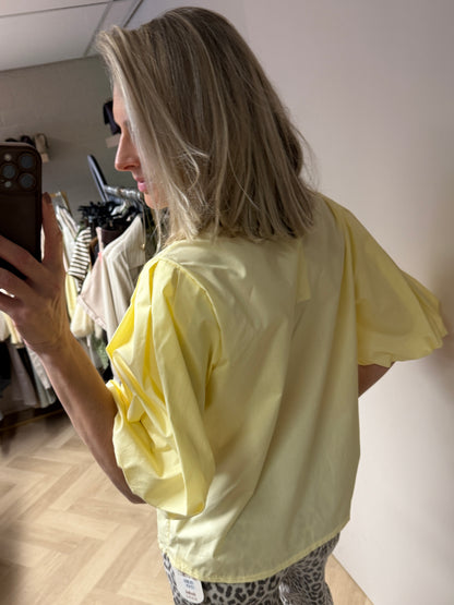 Blouse Fenna KM Pofmouw Zachtgeel