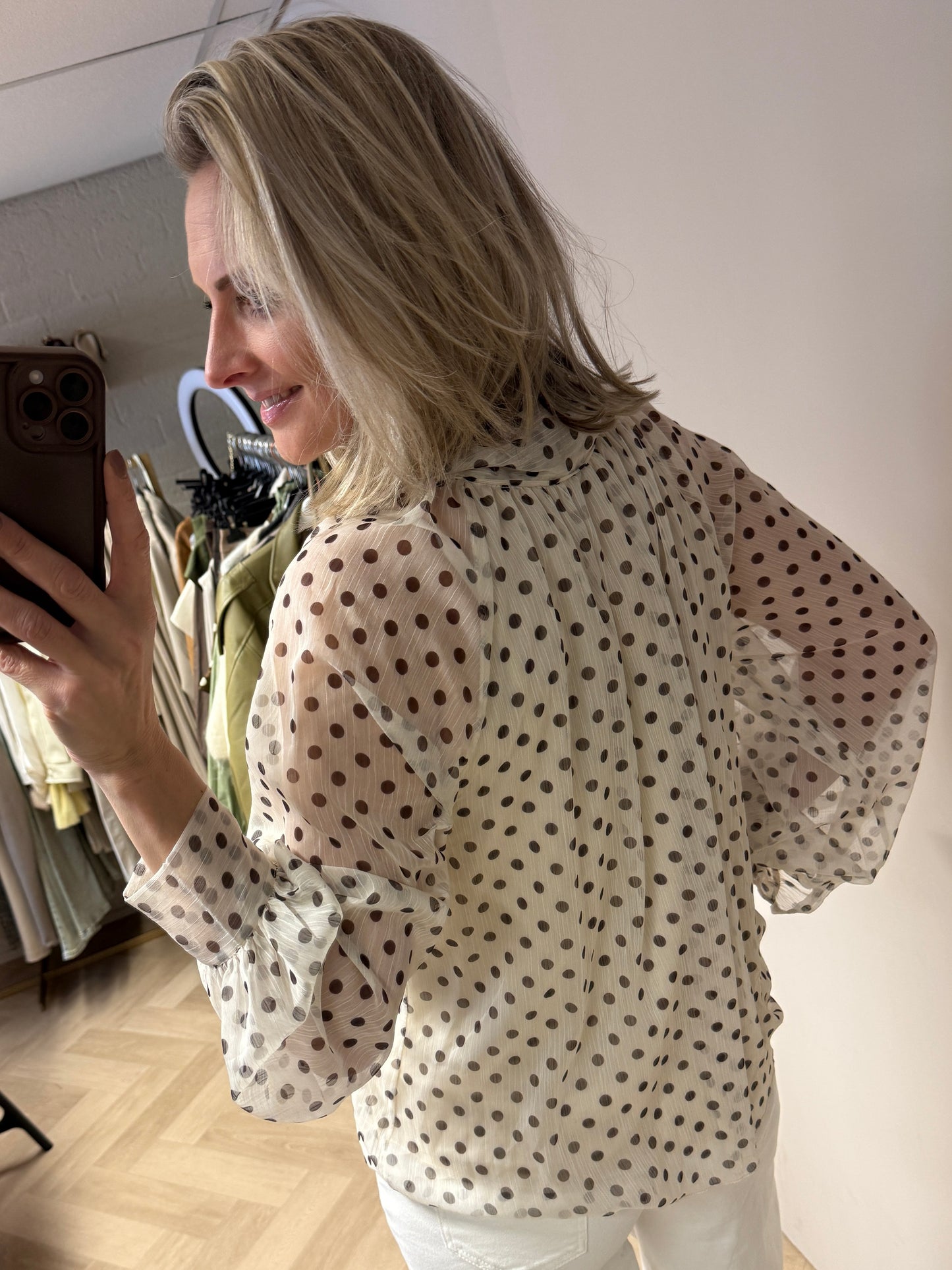Blouse Jill Polkadot Ecru Bruin