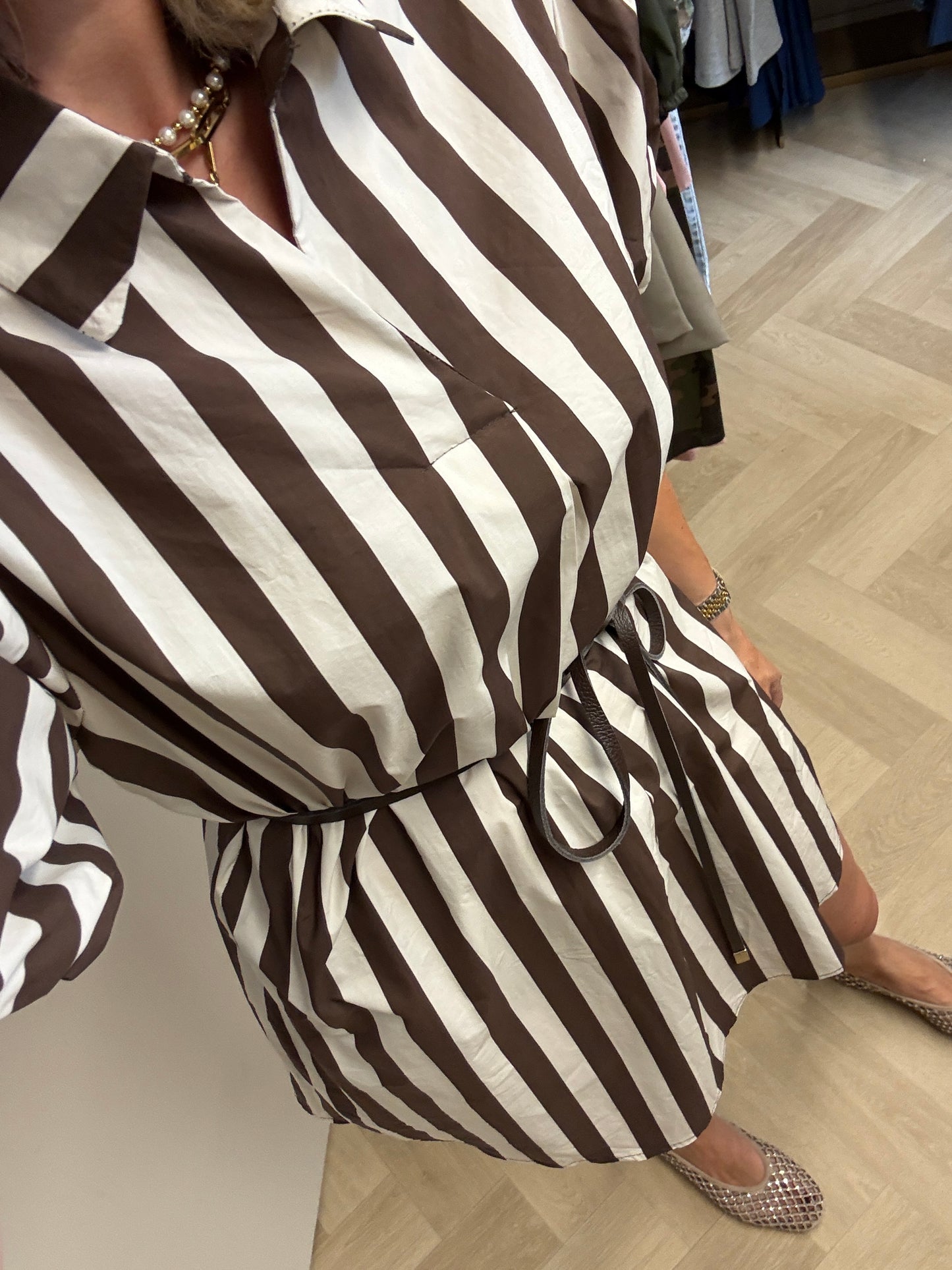 Jurk Dani Streep Choco Ecru