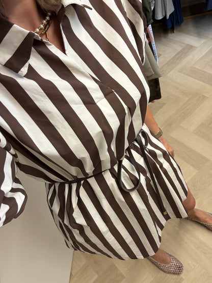 Jurk Dani Streep Choco Ecru
