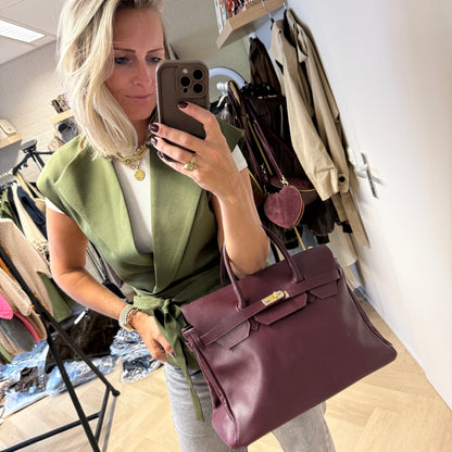 Tas Birdie Large Classic Grain Burgundy