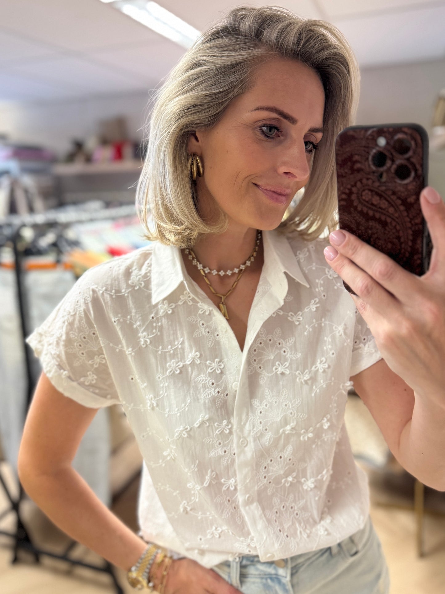 Blouse Lina Broderie Wit