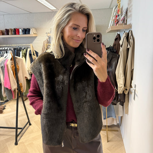 Vest Beau Faux Fur Coffee