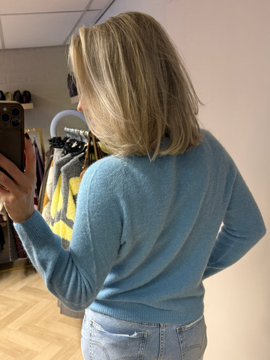 Trui Claudia Alpaca Lange Mouw Lichtblauw